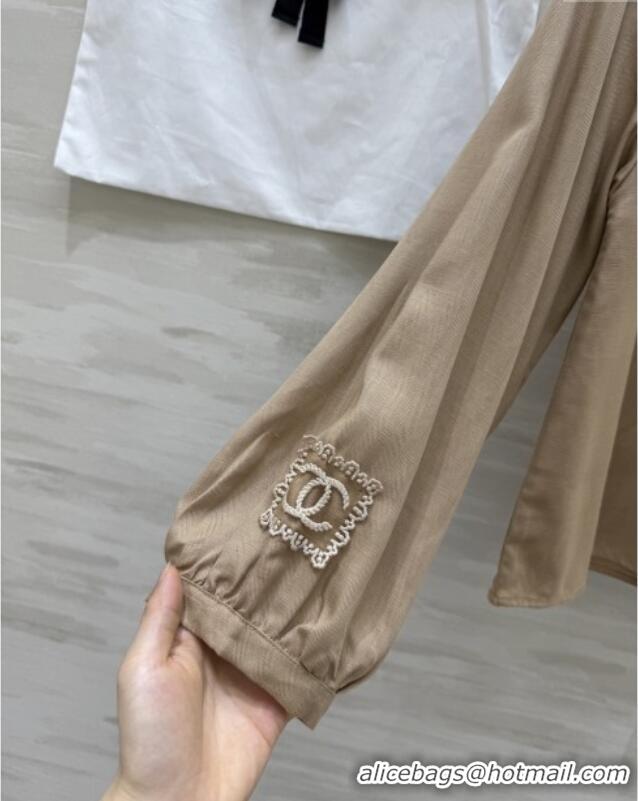 Top Quality Chanel Cotton Blouse CH82131 Brown 2025
