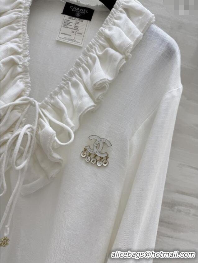 Buy Fashionable Chanel Cotton Blouse CH82132 White 2025