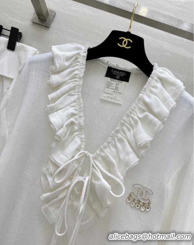 Buy Fashionable Chanel Cotton Blouse CH82132 White 2025