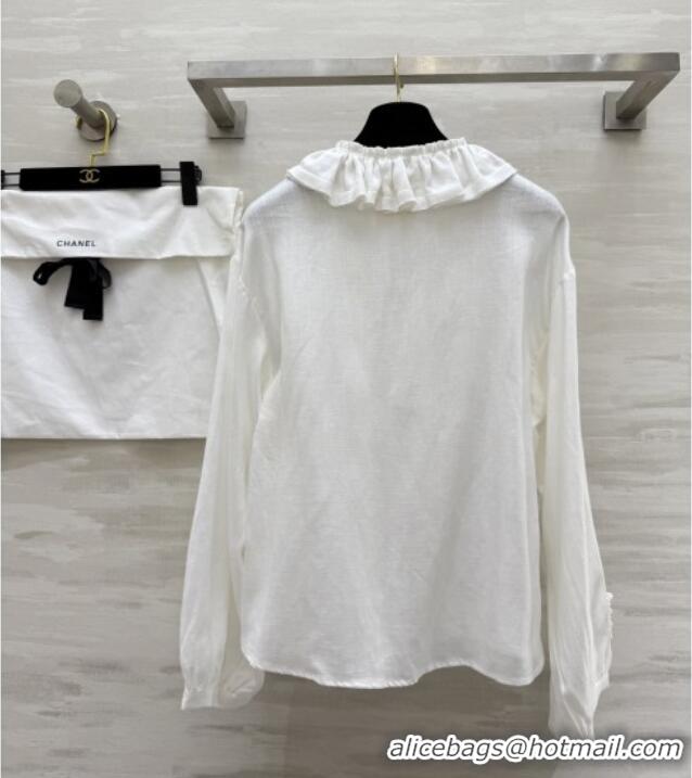 Buy Fashionable Chanel Cotton Blouse CH82132 White 2025