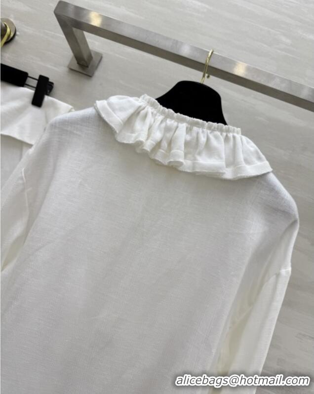 Buy Fashionable Chanel Cotton Blouse CH82132 White 2025