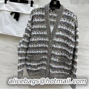 Free Shipping Discount Chanel Wool Cardigan CH82135 Grey 2025
