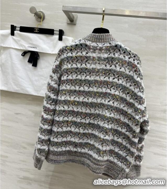Free Shipping Discount Chanel Wool Cardigan CH82135 Grey 2025