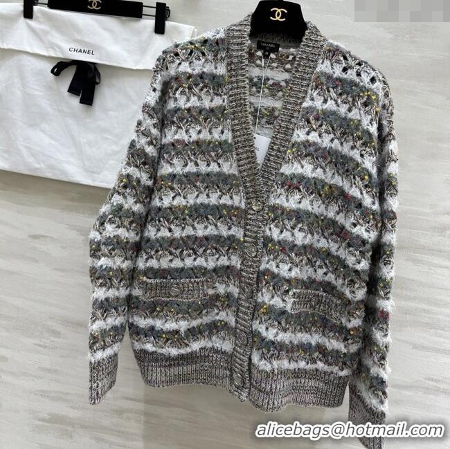 Free Shipping Discount Chanel Wool Cardigan CH82135 Grey 2025