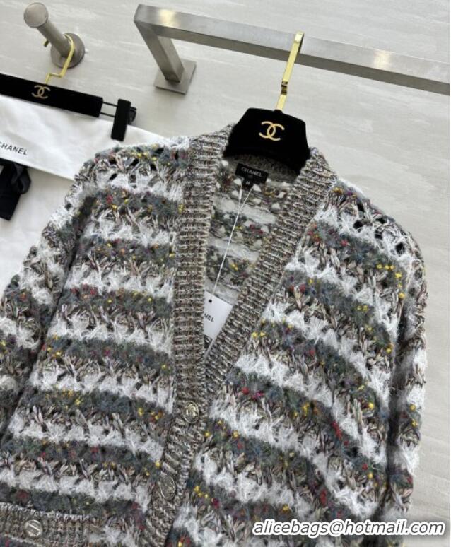 Free Shipping Discount Chanel Wool Cardigan CH82135 Grey 2025
