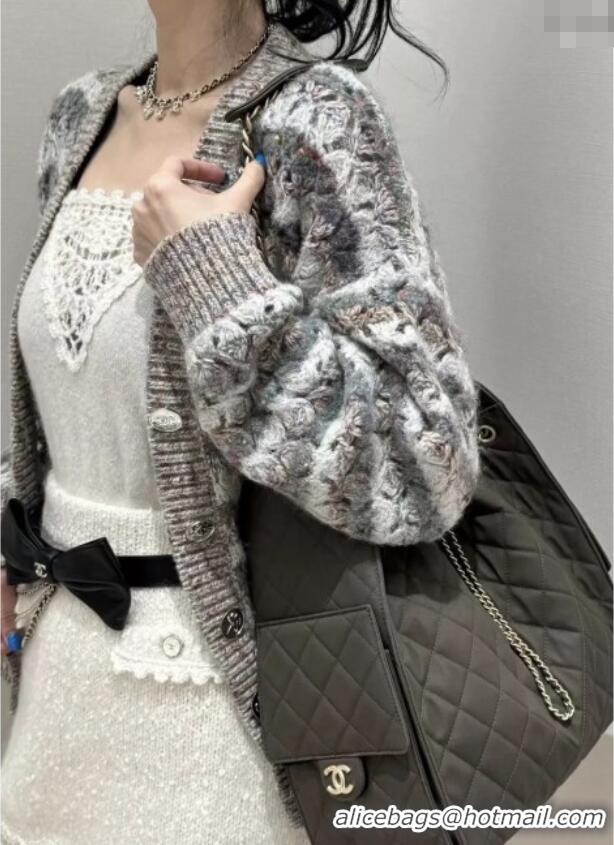 Free Shipping Discount Chanel Wool Cardigan CH82135 Grey 2025