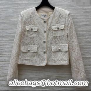 ​Super Quality Chanel Lace Jacket CH82140 Beige/White 2025