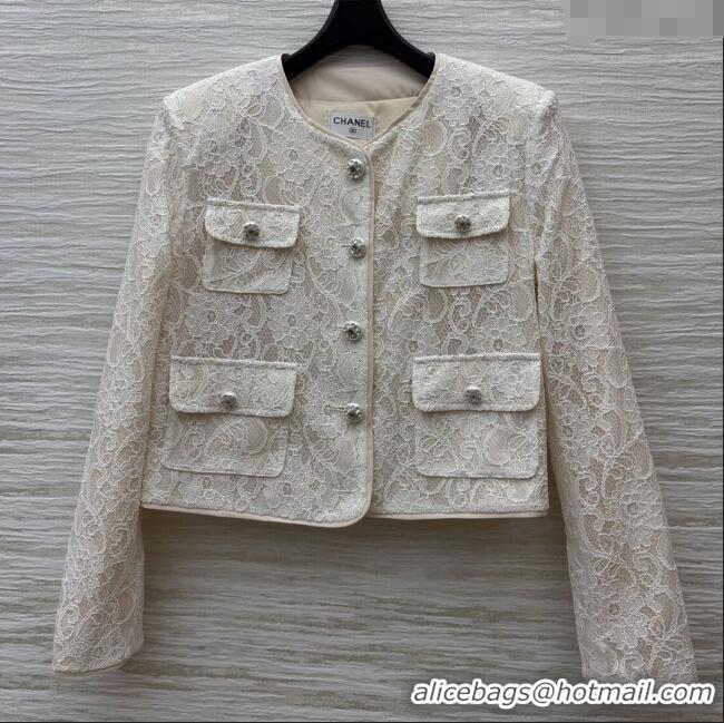 ​Super Quality Chanel Lace Jacket CH82140 Beige/White 2025