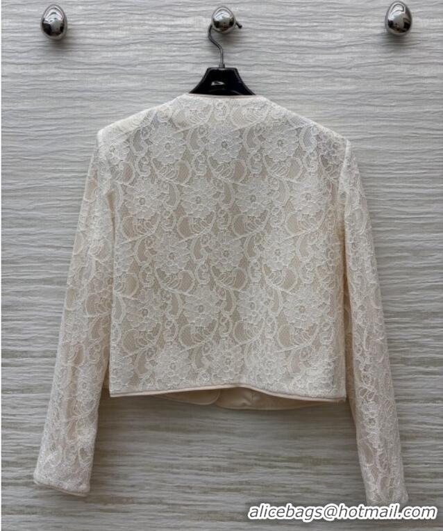 ​Super Quality Chanel Lace Jacket CH82140 Beige/White 2025