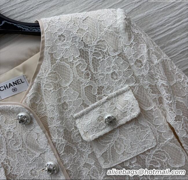 ​Super Quality Chanel Lace Jacket CH82140 Beige/White 2025