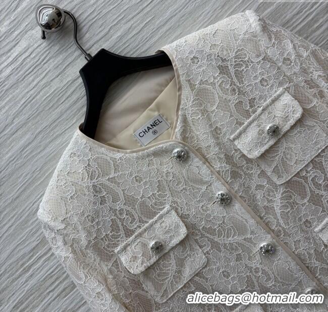 ​Super Quality Chanel Lace Jacket CH82140 Beige/White 2025