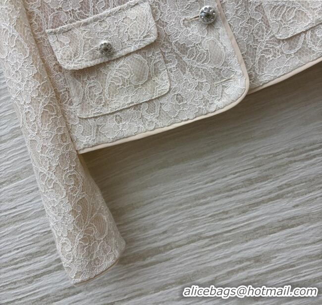 ​Super Quality Chanel Lace Jacket CH82140 Beige/White 2025