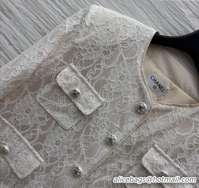 ​Super Quality Chanel Lace Jacket CH82140 Beige/White 2025