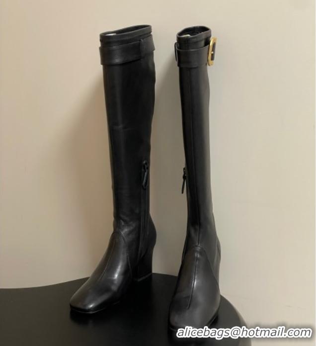 Good Looking Miu Miu Nappa Leather Heel High Boots 6.5cm with Buckle Black 5W548E 1024141 2025
