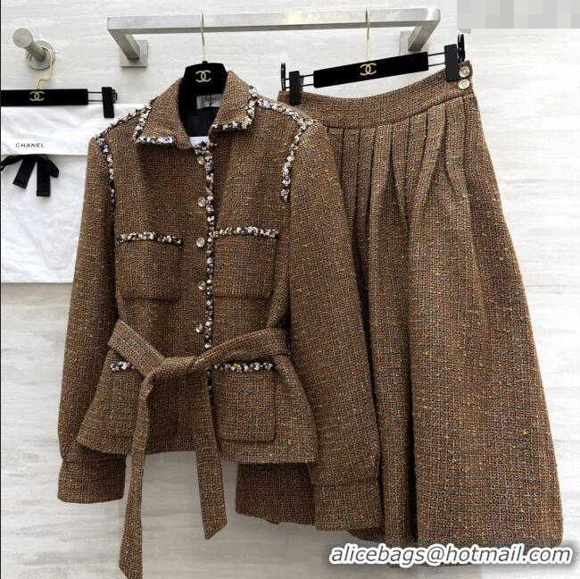 Well Crafted Chanel Tweed Skirt & Jacket CH82119 Brown 2025