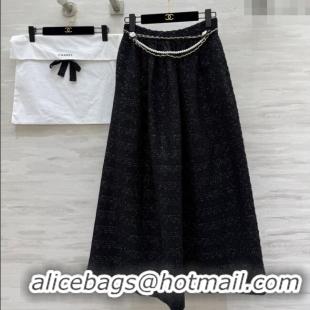 Luxury Cheap Chanel Tweed Skirt CH82121 Black 2025