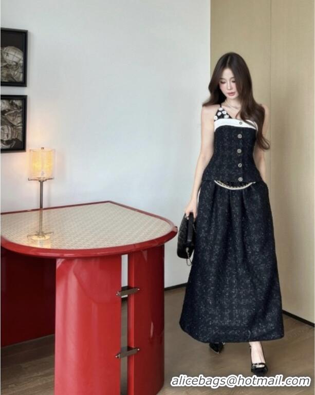 Luxury Cheap Chanel Tweed Skirt CH82121 Black 2025