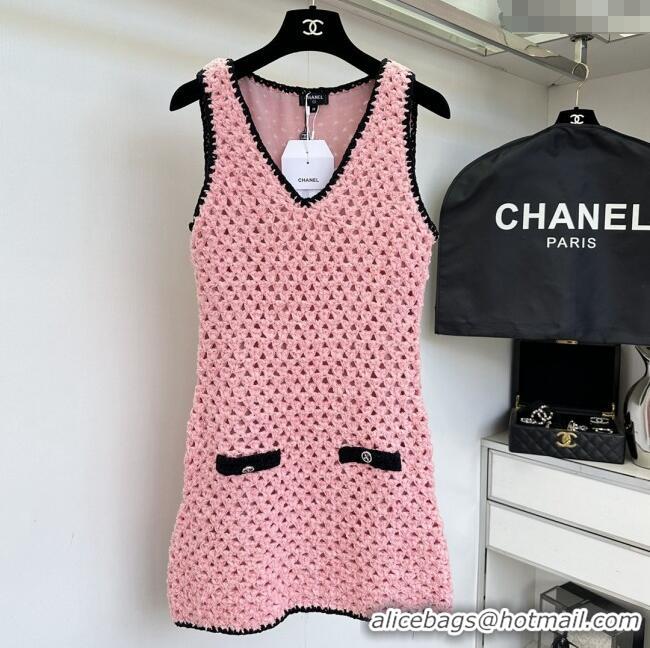 ​Luxury Cheap Chanel Knit Dress CH090218 Pink 2025