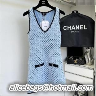 Shop Low Cost Chanel Knit Dress CH090219 Blue 2025