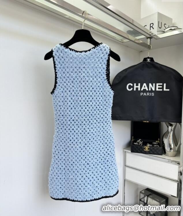 Shop Low Cost Chanel Knit Dress CH090219 Blue 2025