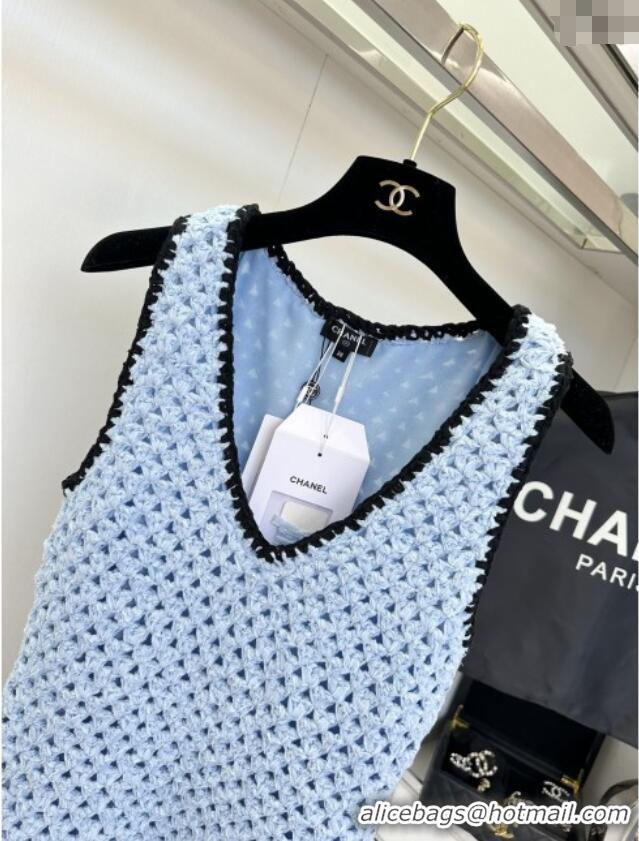 Shop Low Cost Chanel Knit Dress CH090219 Blue 2025