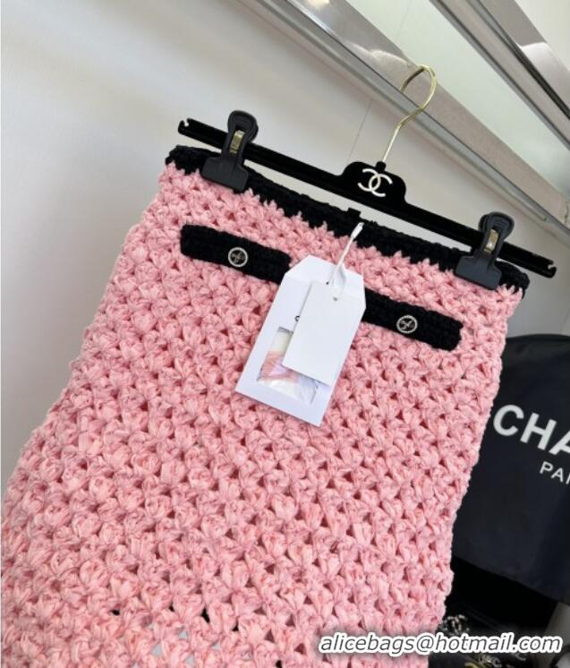 ​Top Quality Chanel Knit Cardigan and Skirt CH090221 Pink 2025