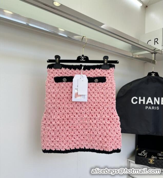 ​Top Quality Chanel Knit Cardigan and Skirt CH090221 Pink 2025