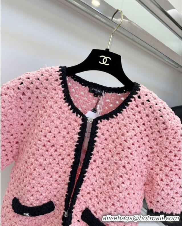 ​Top Quality Chanel Knit Cardigan and Skirt CH090221 Pink 2025