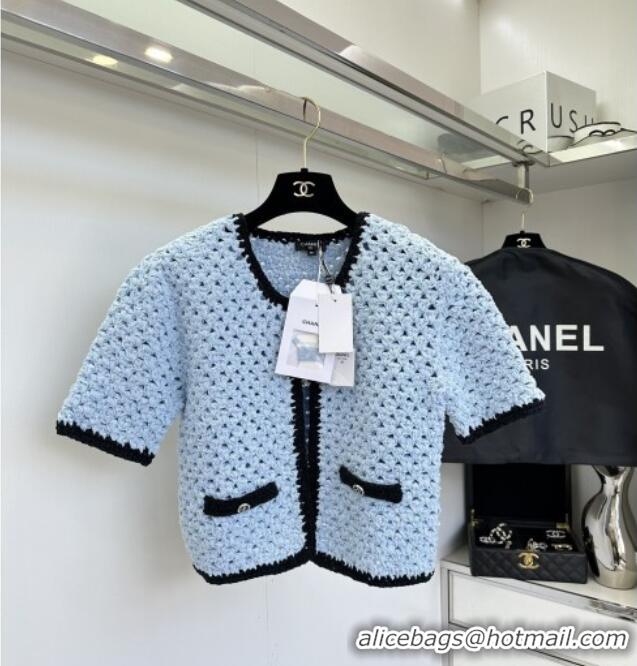 ​Unique Grade Chanel Knit Cardigan and Skirt CH090222 Blue 2025