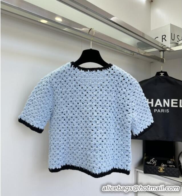 ​Unique Grade Chanel Knit Cardigan and Skirt CH090222 Blue 2025