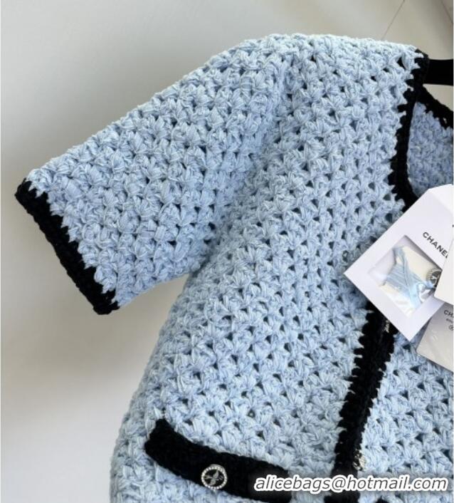 ​Unique Grade Chanel Knit Cardigan and Skirt CH090222 Blue 2025