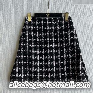Free Shipping Chanel Wool Tweed Skirt CH090304 Black/Pink 2025