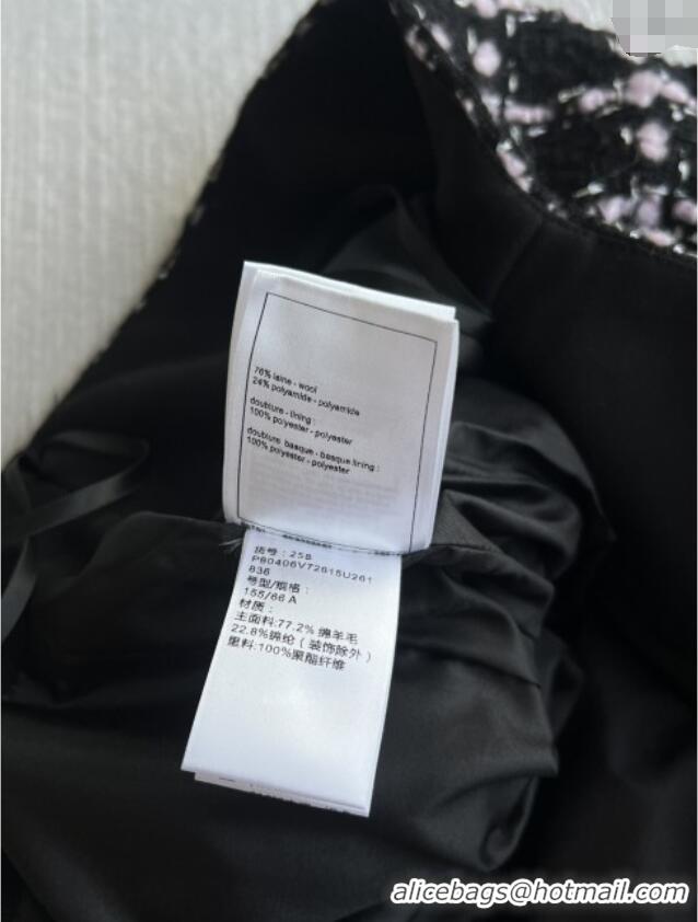 Free Shipping Chanel Wool Tweed Skirt CH090304 Black/Pink 2025