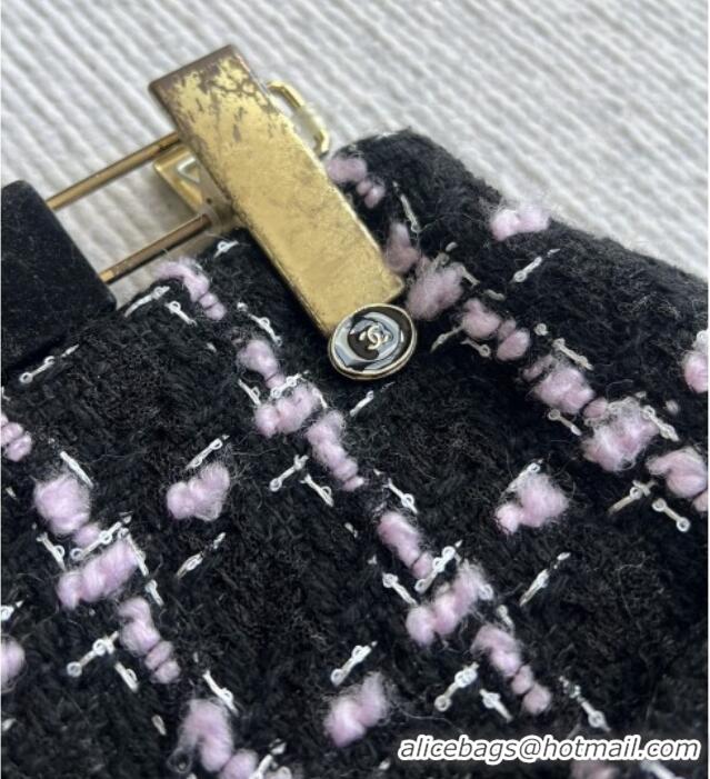Free Shipping Chanel Wool Tweed Skirt CH090304 Black/Pink 2025
