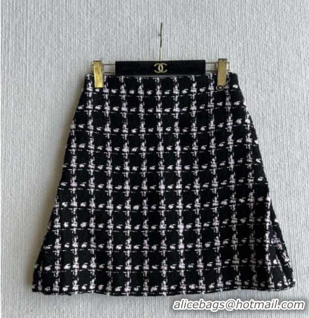 Free Shipping Chanel Wool Tweed Skirt CH090304 Black/Pink 2025