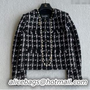 Famous Brand Chanel Wool Tweed Jacket CH090303 Black/Pink 2025