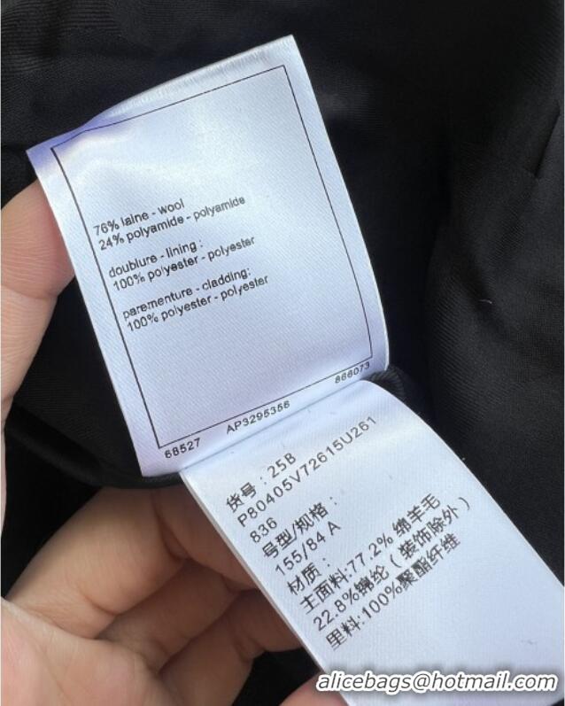 Famous Brand Chanel Wool Tweed Jacket CH090303 Black/Pink 2025