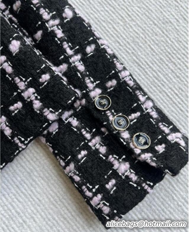 Famous Brand Chanel Wool Tweed Jacket CH090303 Black/Pink 2025