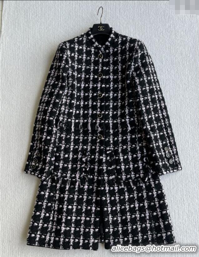 Well Crafted Chanel Wool Tweed Coat CH090302 Black/Pink 2025