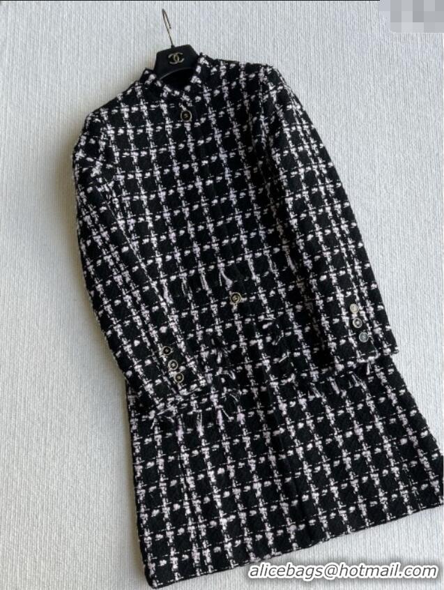 Well Crafted Chanel Wool Tweed Coat CH090302 Black/Pink 2025