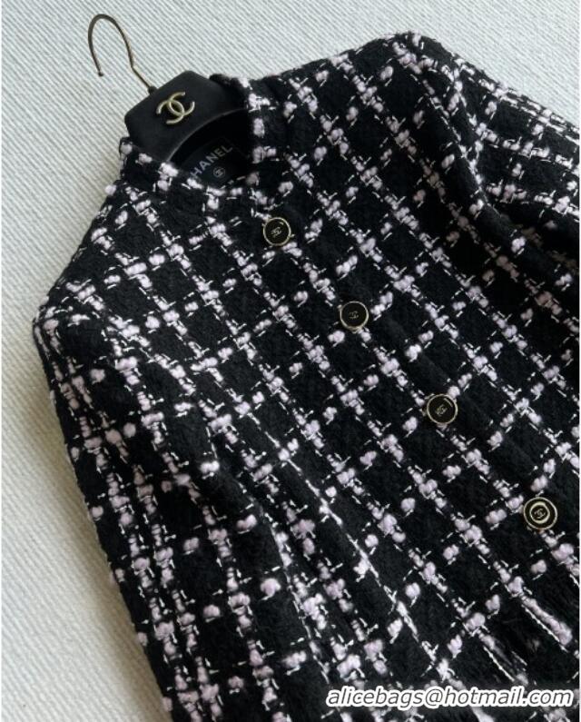 Well Crafted Chanel Wool Tweed Coat CH090302 Black/Pink 2025