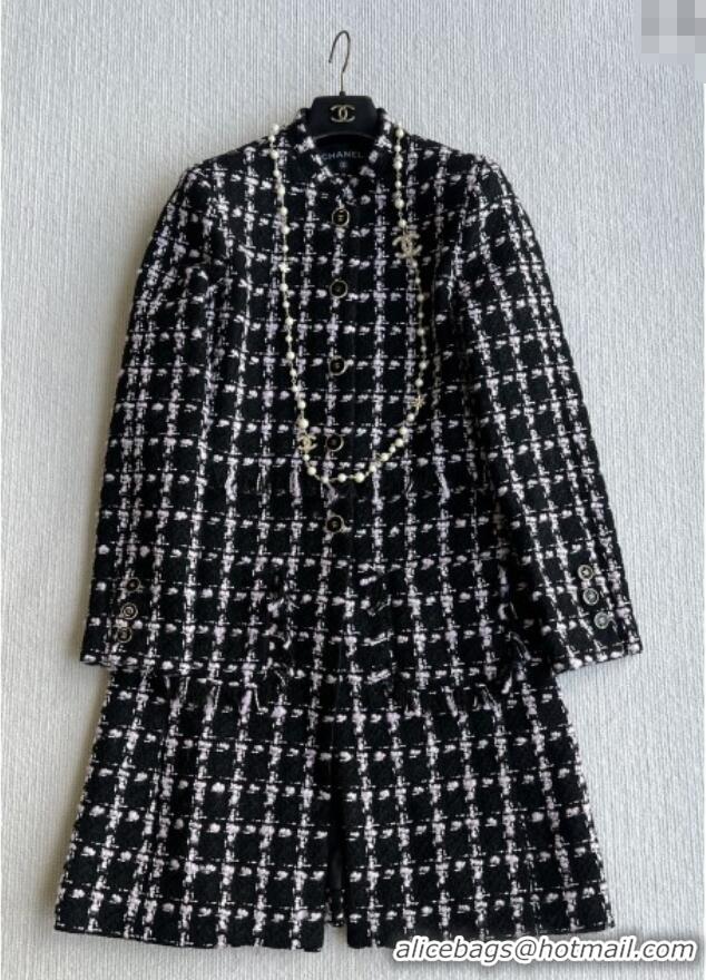 Well Crafted Chanel Wool Tweed Coat CH090302 Black/Pink 2025