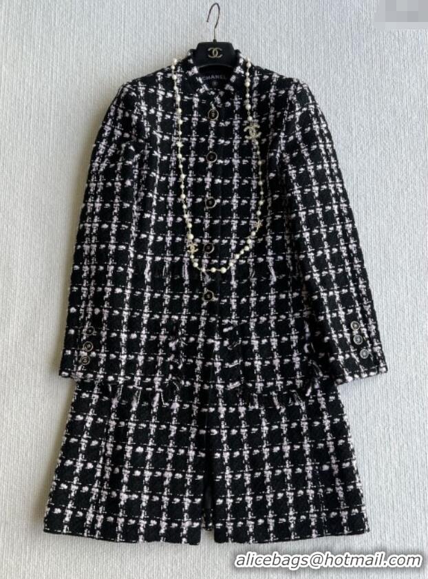 Well Crafted Chanel Wool Tweed Coat CH090302 Black/Pink 2025
