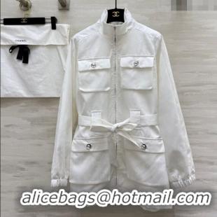 Best Price Chanel Jacket with Belt CH0904085 White 2025