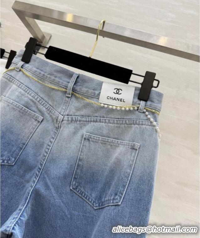Well Crafted Chanel Jeans with Pearls Chain CH090420 Blue 2025