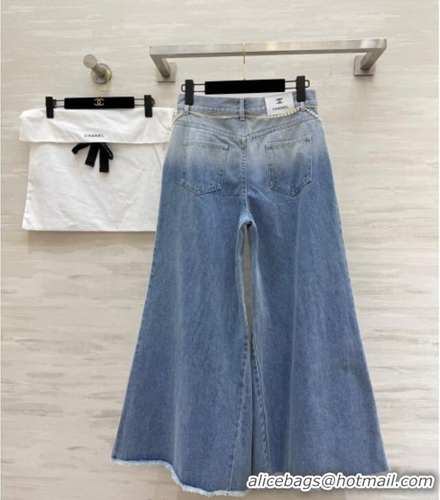 Well Crafted Chanel Jeans with Pearls Chain CH090420 Blue 2025