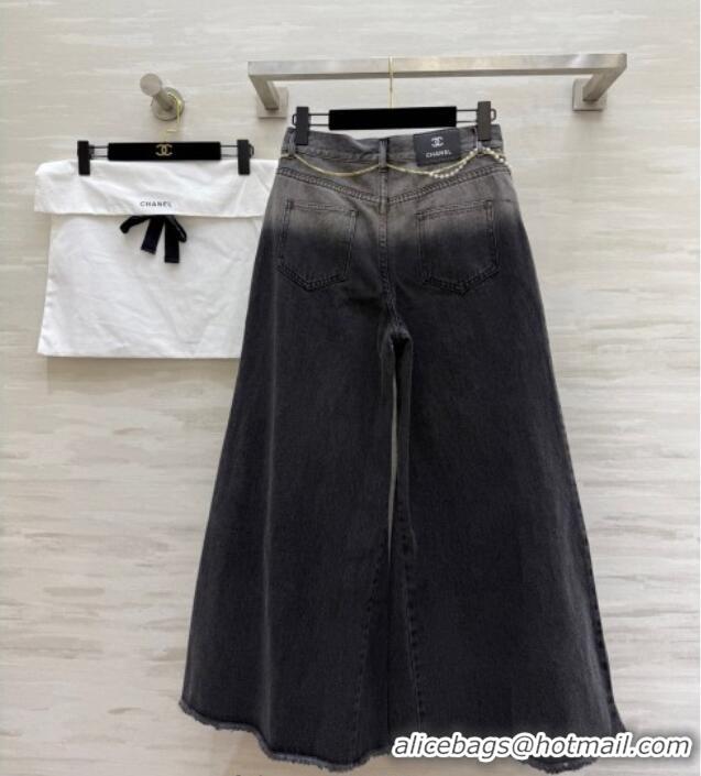 Luxury Discount Chanel Jeans with Pearls Chain CH090420 Black 2025