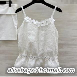 Grade Quality Chanel Tweed & Lace Vest with Sequins CH090438 White 2025