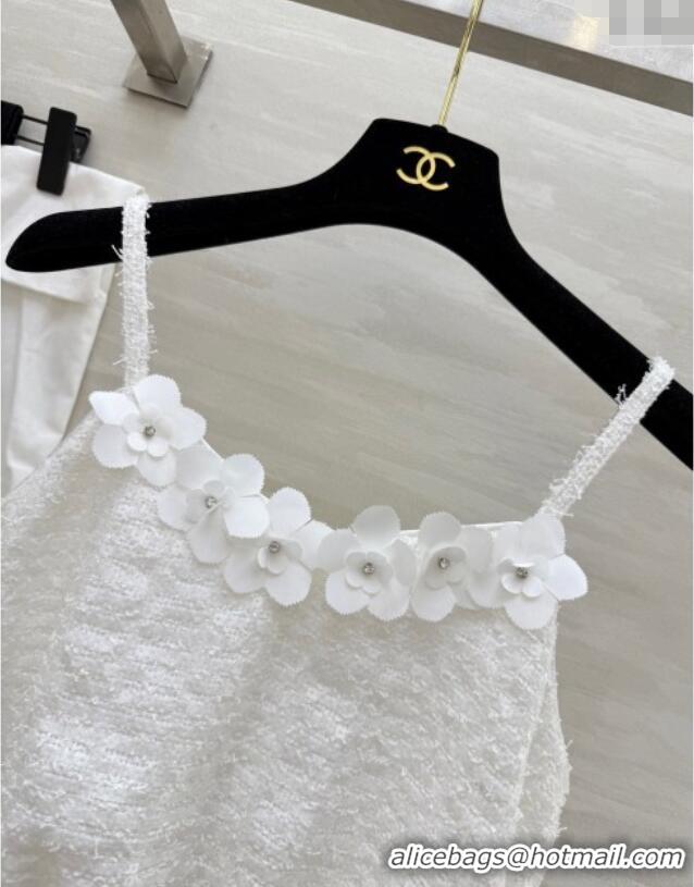 Grade Quality Chanel Tweed & Lace Vest with Sequins CH090438 White 2025
