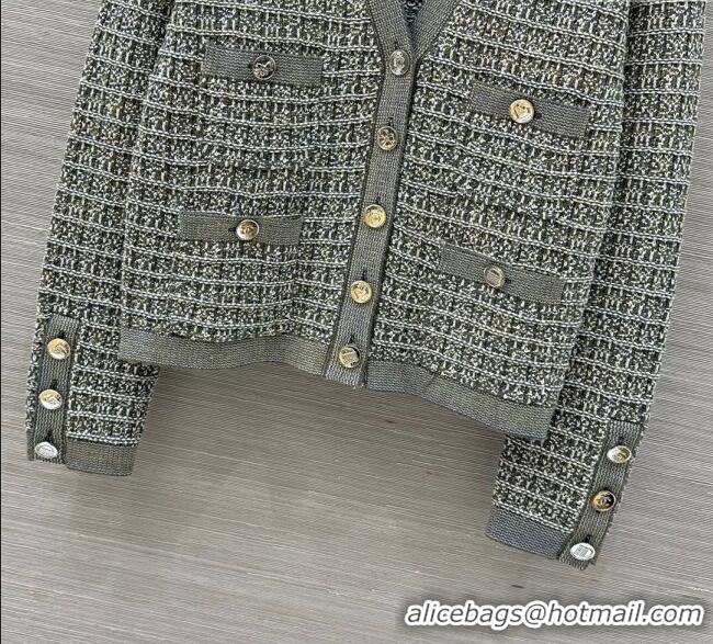 Promotional Chanel Wool & Cotton Tweed Cardigan CH090503 Grey 2025
